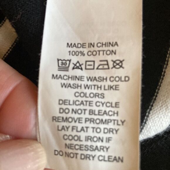 Kate Spade Broome Street Black & White Stripe Cotton Top 3/4 Sleeve with Ruffle. - Picture 8 of 8